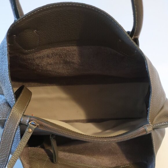 Womens Sundance Brown-Taupe Pebbled Leather Hobo Shoulder Satchel Handbag * - Picture 10 of 11